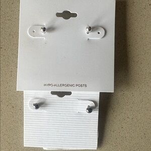 Chic Silver Ball Stud Earrings, 2 pairs